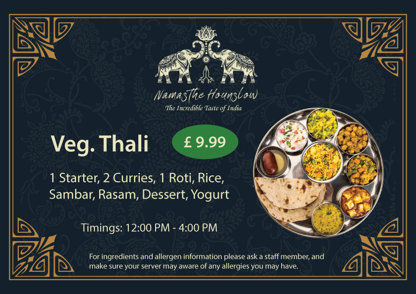 Veg Thali Namasthe Hounslow - Best Indian Restaurant In Hounslow